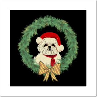 Christmas with Fluffy Small White Dog I Love My Crusty White Dog Puppy So Much Posters and Art